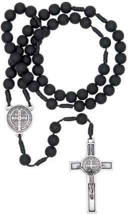 Terço São Bento Preto Fosco 8mm Com Fé Brasil