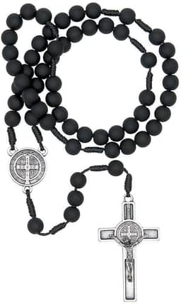 Terço São Bento Preto Fosco 8mm Com Fé Brasil