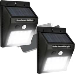 Kit 2 Luminária Solar Led Arandela com Sensor de Presença Automático Luz Externa de Parede Jardim Resistente a Água