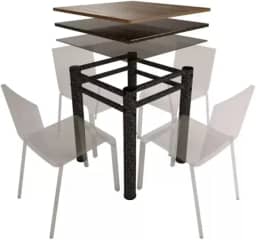 Base Quadrada Para Mesa Jantar Vidro Pedra Madeira 75x75cmb4 Cor:Texturizado