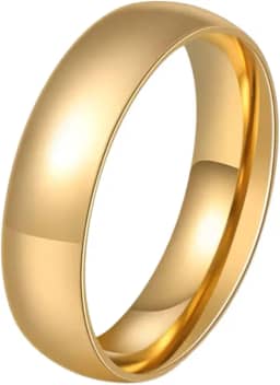 Aliança Revestida Ouro 24k 6mm Avulsa Dourada Tamanho 29/30 Anel