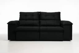 Sofá Compacto, Prático e Versátil 2 Lugares Reclinável e Retrátil Bel Veludo LIMOV Perfeito para Salas Pequenas (Preto)