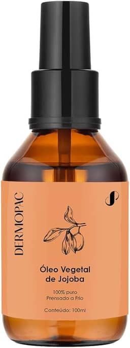 Óleo Vegetal de Jojoba 100% Puro Toque Seco Cabelo Capilar Pele Facial Corporal, Prensado a Frio, Dermopac 100ml