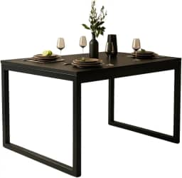 Mesa de jantar MDF para 4 pessoas, 100 cm, estilo industrial - para salas de estar, cozinhas ou apartamentos (Preta Premium)