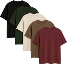 Kit 5 Camisetas Oversized Diversas Cores Masculina Moda Street Tecido Algodão