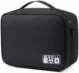 Estojo Bolsa Organizador Para Cabos Fios Canetas Acessorios Eletronicos Viagem Grande Duplo Modelo Rigido Portatil Multifuncional com Alça