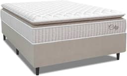 Cama Box Colchão Casal Molas Ensacadas City Pillow Top 138x188x61cm Branco/Bege Hellen - Suporta até 110kg por Pessoa