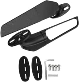Espelho Retrovisor Esportivo Asa Moto Carenada • Aerodinâmico Universal • Par Preto em Alumínio