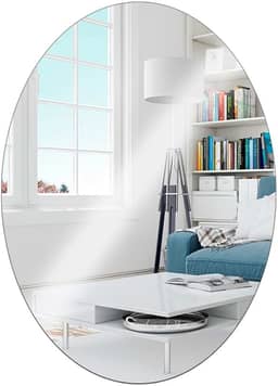 Espelho Oval Plástico Adesivo Banheiro Decoração Sem Furo 30x40cm