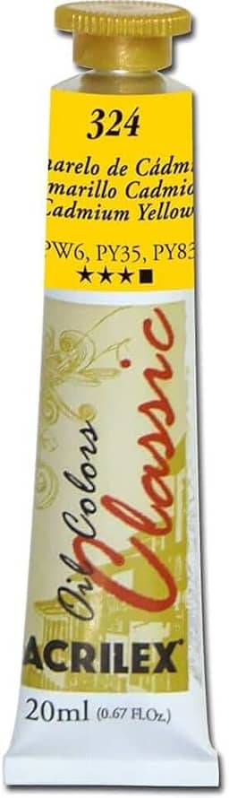 Acrilex, Tinta a Óleo Para Telas, Amarelo Cadmio, 20 ml
