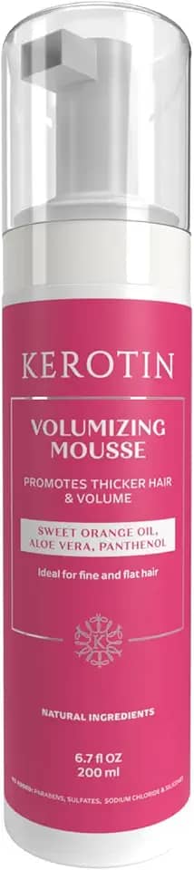 Kerotin Mousse volumizante para levantamento de mousses l Hair Thickening Mousse l Styling para definição instantânea de cabelo – Aumenta a espessura do cabelo, ideal para cabelos finos e finos, sem crueldade, feito nos EUA.