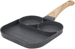 Frigideira Antiaderente 3 Em 1 Multiuso Frita Ovos Sem óLeo NãO Gruda DuráVel Acessório Essencial para O Café Da Manhã (2 buracos)