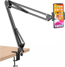 Suporte para Tablet e Celular de Mesa Braço Articulado Ajustável Dobrável em Metal Resistente com Rotação