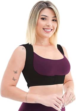 Sutiã Preto Corretor Postura Fechamento Frontal Feminino Top