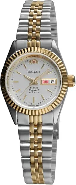 Relógio De Pulso Orient Feminino Automático 559eb3nh B1sk Correia Prata Bisel Dourado Fundo Champanhe