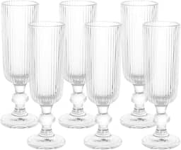 Taça de Champanhe Canelada 140 ml – Conjunto com 6 Peças | Design Cilíndrico Clássico e Sofisticado | Premium Collection