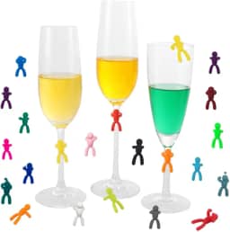 Marcador de taça de vinho de silicone, etiquetas de identificação, etiquetas de identificação, marcadores de copo de vinho para bar festa, martinis, coquetéis, taças de champanhe (pacote