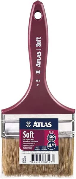 Atlas - Trincha Médica para Pintura com Cerdas Brancas, 100% Naturais, Extra-macia de 4 Polegada