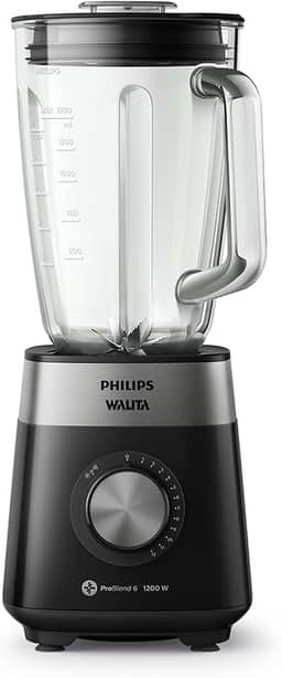 Philips Walita Preto Liquidificador Série 5000, Jarra Vidro, Copo de 2 L, Copo de 2 L, Lâminas removíveis, 1200W, 220V (RI2242/92)