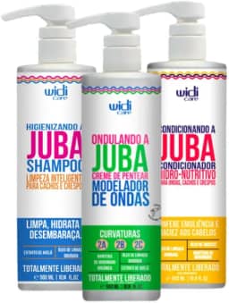 Kit de Tratamento Ondulando a Juba WIDIcare para Cabelos Ondulados, Vegano, Shampoo, Condicionador, Creme Pentear - 3x500ml