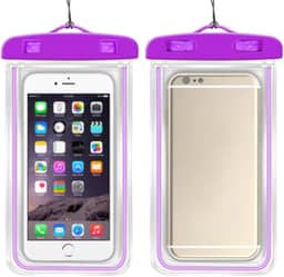 Capa Case Kit 2 Unidades A Prova D'água Impermeável para Celular Smartphone Capinha com Alça Universal Proteção 360º Completa Sensível ao Toque (Roxo)