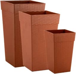 Russa com 3 Vasos Plantas Flores Rattan Grande Decorado 10L,17L e 28L (Cerâmico)