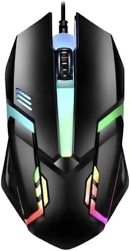 Mouse Gamer 1200 DPI USB com LED RGB Automático, 4 Botões Programáveis, Design Óptico Ergonômico e Sensibilidade para PC e Notebook com Ajuste de 4 Velocidades – Alta Precisão e Conforto Gamer
