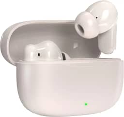 Fone De Ouvido Bluetooth Sem Fio 5.3 Compatível iPhone Android, Modo de Fone Ouvido único e Dois Com Microfone, 360 Estéreo Graves Potentes Para Trabalho Academia Corrida Musica Jogo e Game, Bege