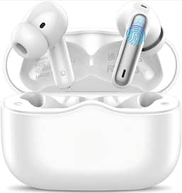 Fone De Ouvido Bluetooth 5.4, Com Borrachinhas, Compatível Com Todo Celular, Cancelamento Ruído, Bateria 16 Horas, Microfone, Controle Touch, Resistente a Agua, Cabo de Carregamento - Linha Premium