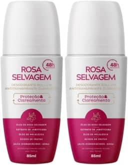 Kit 2 Un Desodorante Roll-on Clareador Rosa Selvagem 85ml