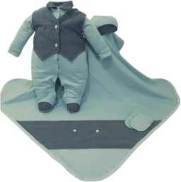 Saída de Maternidade Para Bebê Menino Leonard Azul 05 Peças