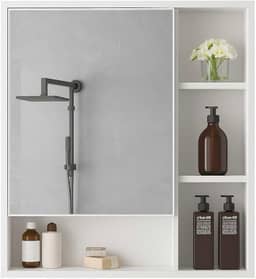 Armário Banheiro De Parede 1 Porta Com Espelho Selene Casa JD (Branco)