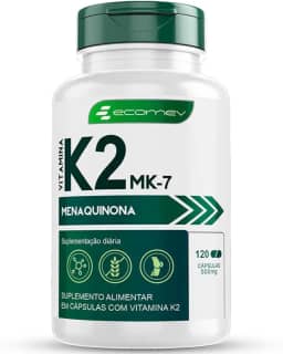 Vitamina K2 Mk7 Menaquinona-7 Pura Isolada 100% Absorção 500mg 120 Cápsulas Ecomev