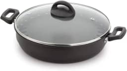 Multiflon Churrasqueira 28 Centímetros com Tampa de Vidro Aluminio Antiaderente Linha Versátil Resistente Durável e Saudável