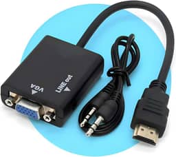 Cabo Adaptador HDMI para VGA Premium com Áudio P2 Full HD 1080p Plug & Play para PC Notebook TV Projetor Game