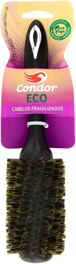 Condor, Escova de Cabelo, Eco, Alisa e Modela, Feita de Ecoliga, Cabelos Fragilizados, Grande, Preta