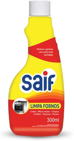 Limpa Fornos Refil Saif 300Ml, Saif, Limpador De Forno Refil, Amarelo E Laranja, Alto Poder De Limpeza, Facilitando Sua Vida, Maximizando Toda Limpeza