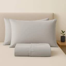 Jogo de Lençol Queen 100% Algodão Percal - 3 Peças - 200 Fios - Toque de Lençol de Hotel Macio - (Queen, Cinza claro)