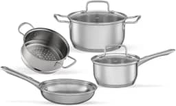 Brinox - Jogo de Panelas Aço Inoxidável Fundo Triplo 4 Peças Jasmin com Indução - Inox