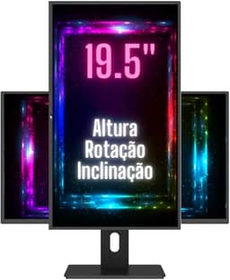 Monitor 19.5" FOX LED Ajuste de altura, rotação, inclinação, Widescreen, 2ms, 75Hz, HD+, HDMI, VESA, FOX