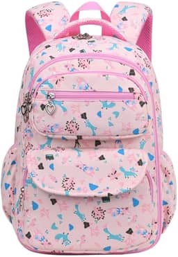 Mochila Escolar Feminina LukeSports Grande Reforçada Infantil – 46cm – Rosa Estampada com Divisórias Internas e Alças Ergonômicas