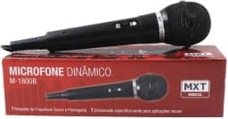 Microfone MXT M-1800B Plastico Preto com Fio 3 Metros OD 4 MM