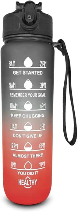 Garrafa Squeeze De Água Tie Dye 1000ml Para Academia Fitness Esporte (Preta e Vermelha)