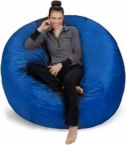 Puff Gigante 1,40m - Capa Decorativa de Suede ou Couro Sintético, Conforto Extremo e Estilo Vibrante(AZUL)