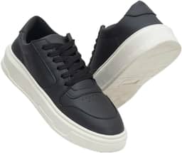 Tênis Masculino Sapatênis Couro Ecológico Confortável Minimalista Estiloso Homem Moderno Sola Alta