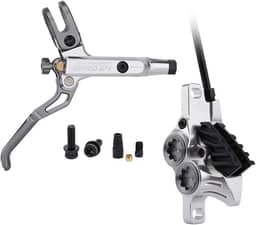 Freio a disco hidráulico para bicicleta, 4 pistões, conjunto de freio a disco MTB Ultraleve lado esquerdo dianteiro direito traseiro hidráulico conjunto de freio a disco com almofadas de metal