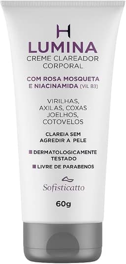 Creme Clareador Lumina 60g Sofisticatto – Clareia Virilhas, Axilas, Joelhos e Cotovelos + Sachê