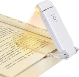 Pearpot Lanterna de Leitura para Livro, Luminária de Livro com Luz Branca, Quente e Branca Quente, Recarregável por USB, Compacta e Leve, Ideal para Leitura Noturna