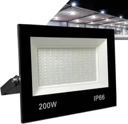 Refletor LED Holofote 200W Branco Frio 6500K - IP66 à Prova d’Água Econômico para Jardim, Fachada e Quintal Premium