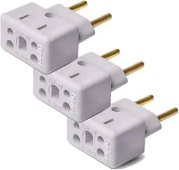 Kit 3 Adaptadores de Tomada Universal 10A/20A Tipo Bob – Para Microondas, Air Fryer, Secador e Chapinha